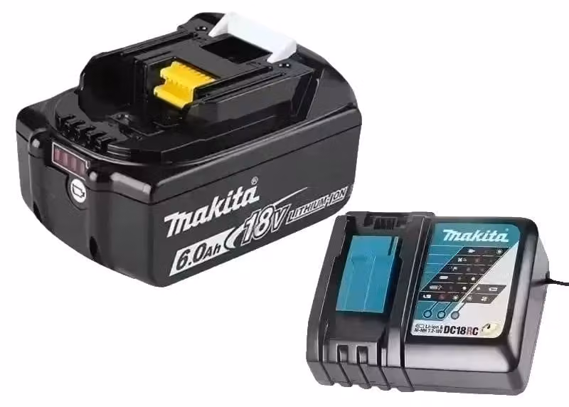 Batterie al litio, capacità 6Ah, compatibili con utensili da 18V, 1 caricabatterie da 6,0Ah a 18V, confezione singola