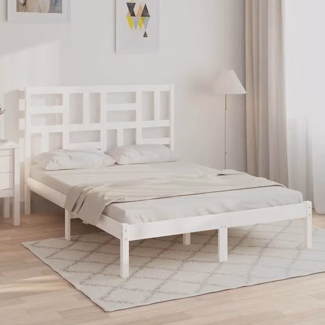 Giroletto vidaXL in legno massello di pino bianco con doghe fisse L/P: 140 x 200 cm – 1