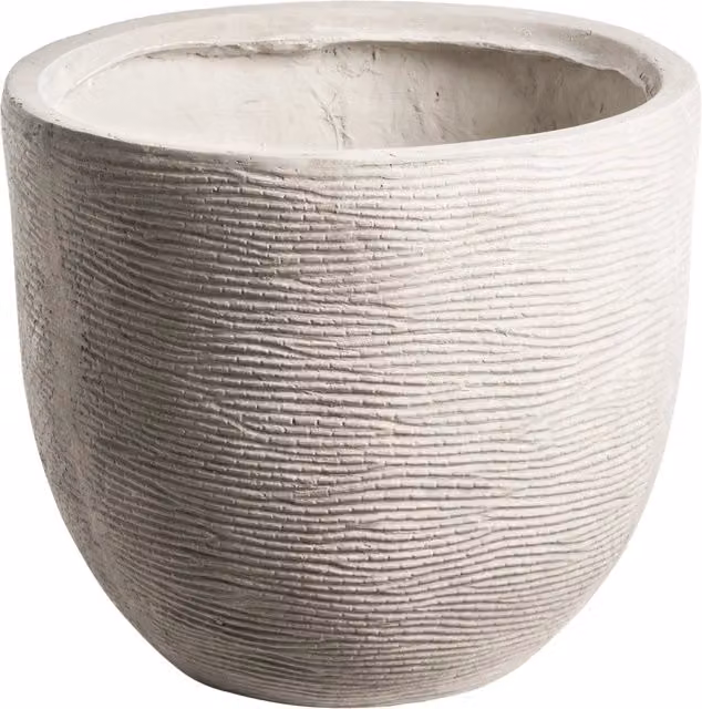 Fioriera rotonda BELIANI in ceramica effetto pietra, design moderno per interni ed esterni, grigio chiaro e bianco, L: 47 cm, P: 47 cm, H: 40 cm
