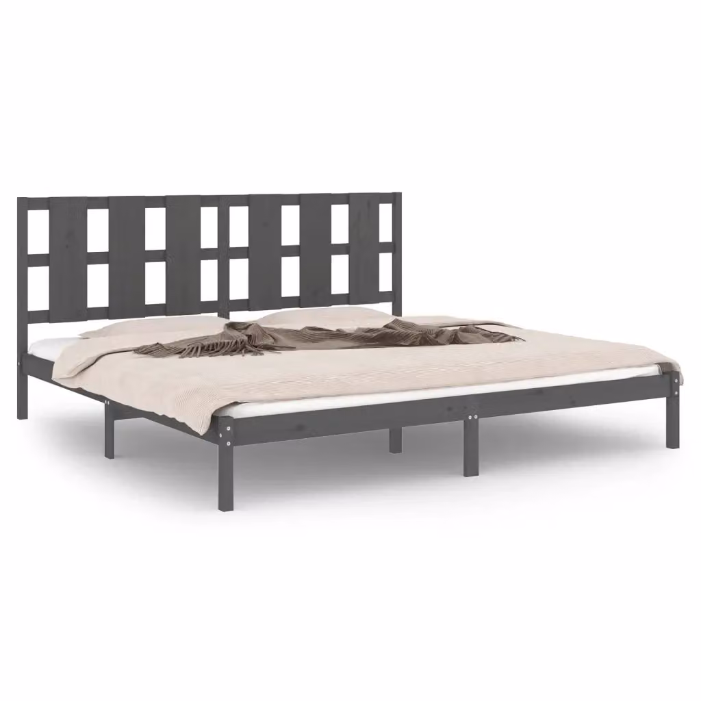 vidaXL Giroletto Grigio in Legno Massello di Pino 200x200 cm – 2