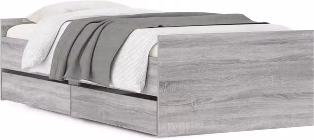 Letto singolo | Letto per adulti | Giroletto con Cassetti Grigio Sonoma 90x190 cm