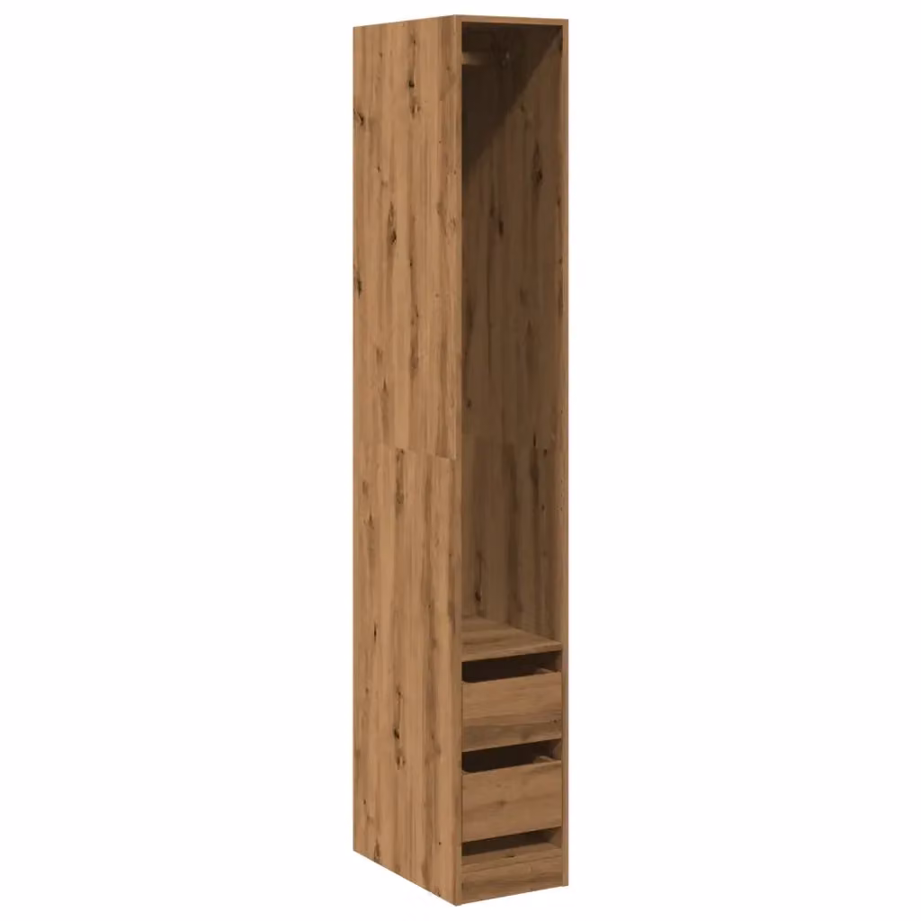 Armadio da parete vidaXL in legno rovere marrone con ante a battente, ripiani interni e appendiabiti, L/P/H: 30 x 50 x 200 cm – 2
