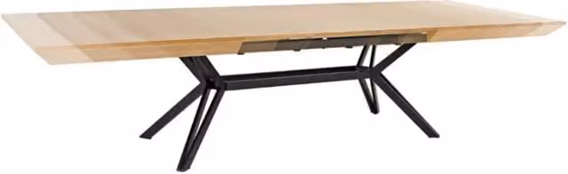 Tavolo da pranzo estensibile MEUBLORAMA moderno in MDF laminato noce e metallo nero L: 120 cm, P: 80 cm, H: 76 cm – 1