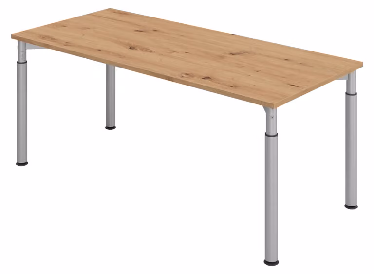 bümö Scrivania Serie-Y - Struttura: argento, decorazione: rovere nodoso, dimensioni: 180 x 80 cm