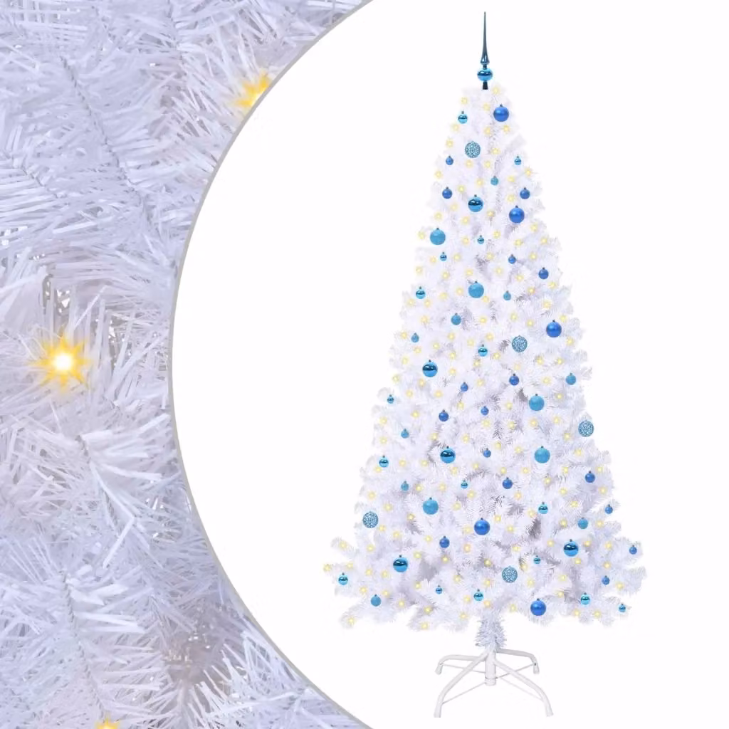 Albero di Natale artificiale con LED bianco e blu di vidaXL in PVC e metallo con stile minimalista – 2