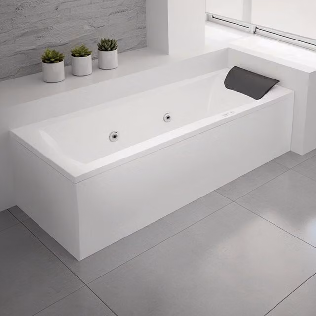 Vasca da bagno idromassaggio Novellini con 6 jet e cuscino antibatterico Ypsilon, bianco lucido, L: 160 cm, P: 70 cm, H: 58 cm