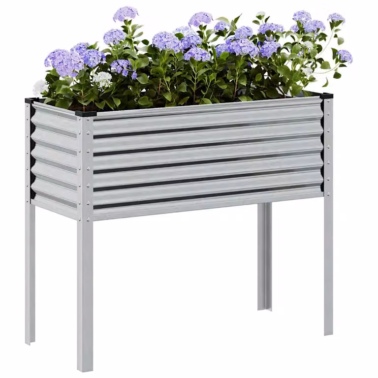 Fioriera da giardino vidaXL in acciaio zincato argento L: 100 cm, P: 45 cm, H: 90 cm