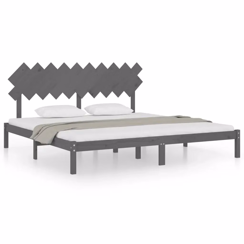 vidaXL Giroletto in Legno Massello di Pino Grigio 200x200 cm – 2