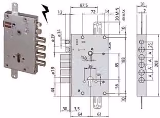 Elettroserratura Triplice Cisa per Porte Blindate con Cilindro Europeo, Colore Argento, Acciaio Inox