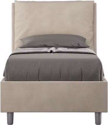 Letto singolo imbottito Antea Ityhome con contenitore in microfibra color sabbia L/P/H: 80 x 200 cm