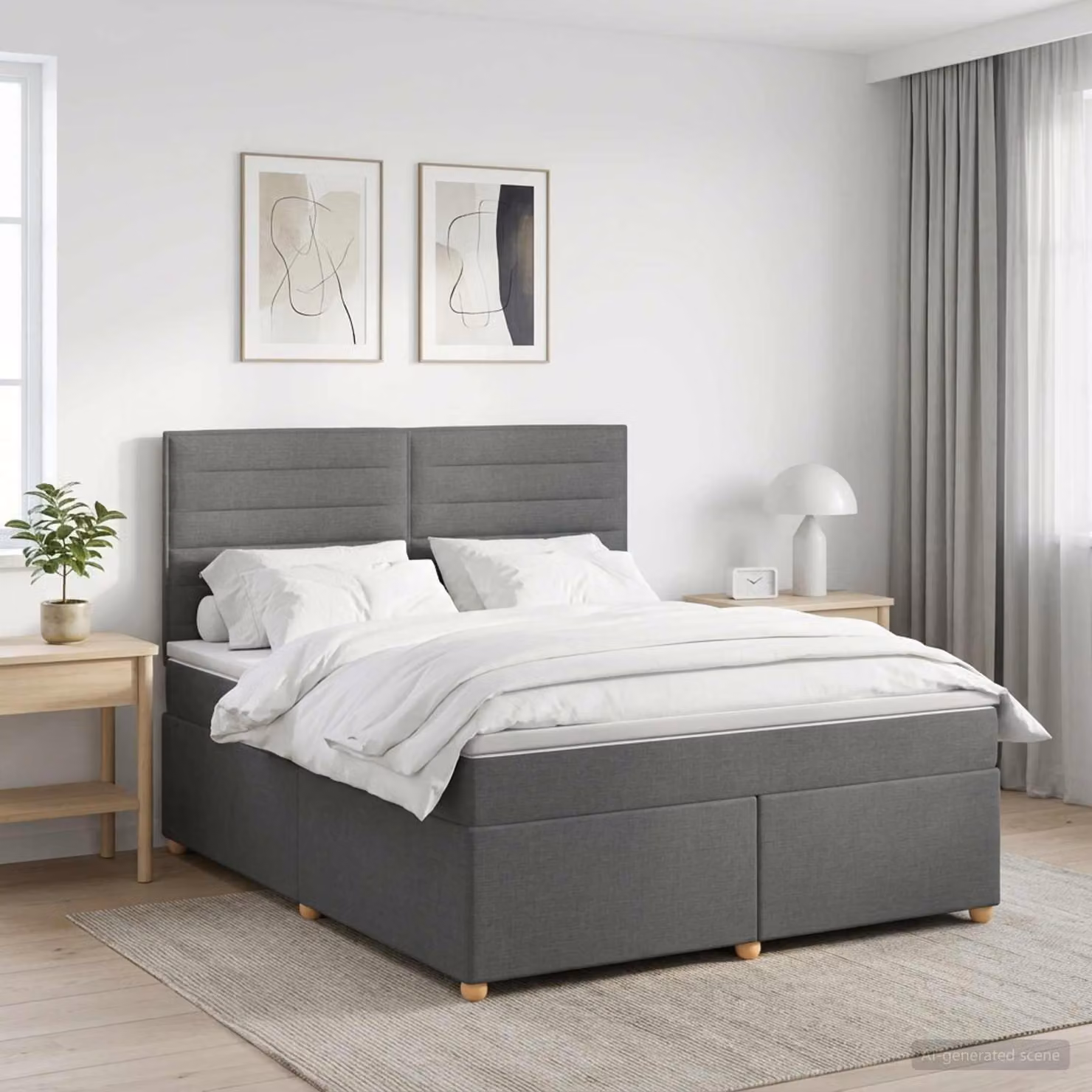 Maison Exclusive - Letto boxspring con materasso grigio scuro 140 x 200 cm Tessuto