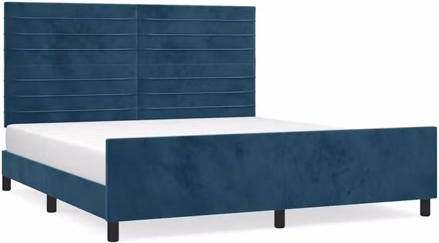 Letto matrimoniale | Letto per adulti | Giroletto con Testiera Blu Scuro 180x200 cm in Velluto