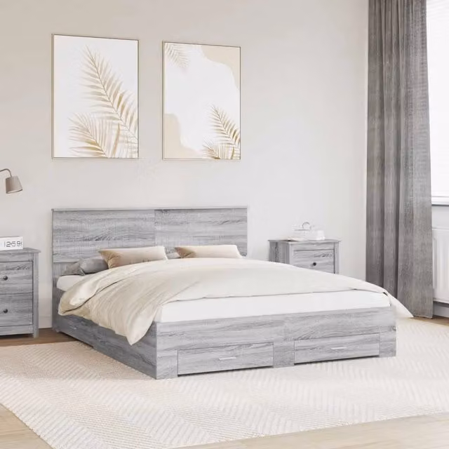 Struttura del letto con cassetto Sonoma grigio 160 x 200 cm 3410875