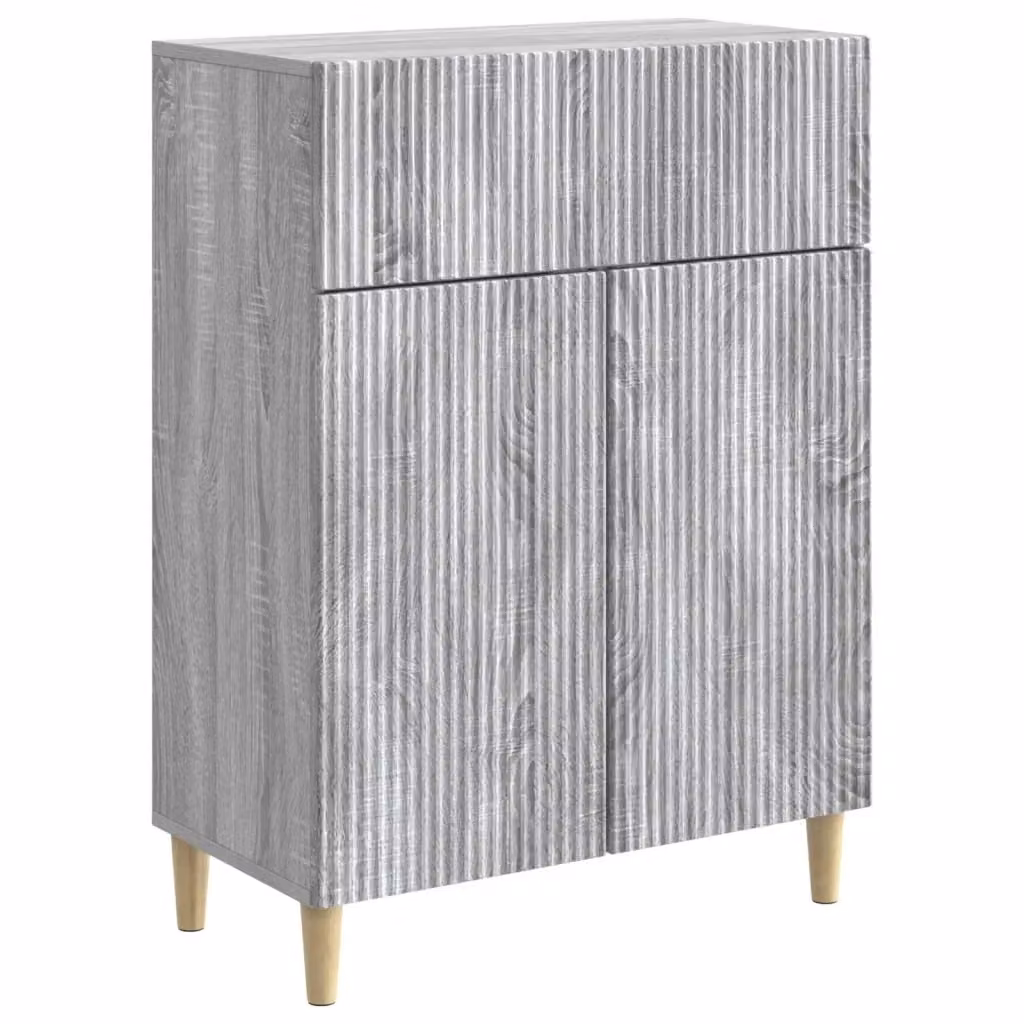 Credenza moderna vidaXL in legno MDF grigio per soggiorno e sala da pranzo L 66 cm, P 34,5 cm, H 90 cm – 2