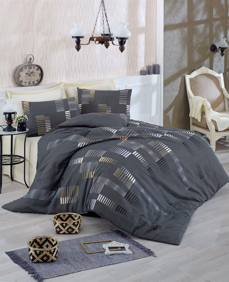 L'Essentiel Linge de Maison, Begonvilla- EPJ1876, antracite, copriletti, 65% cotone / 35% poliestere