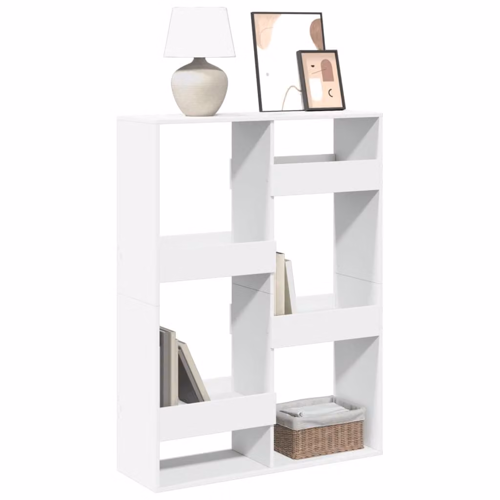 Libreria bianca vidaXL in legno e MDF per soggiorno, L 100 cm x P 33 cm x H 135 cm