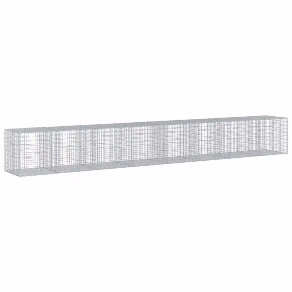 vidaXL Cesto Gabbione con Copertura in Ferro Zincato Colore Argento L/P/H: 800 x 100 x 100 cm – 2