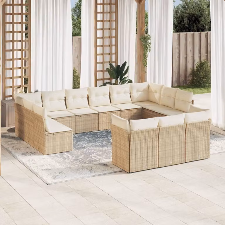Maison Exclusive - Set Divano da Giardino 13 pz con Cuscini Beige in Polyrattan