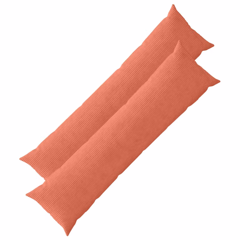 Set di 2 federe vidaXL HEERLEN in velluto a coste, colore rosso arancio, L 145 cm x P 40 cm