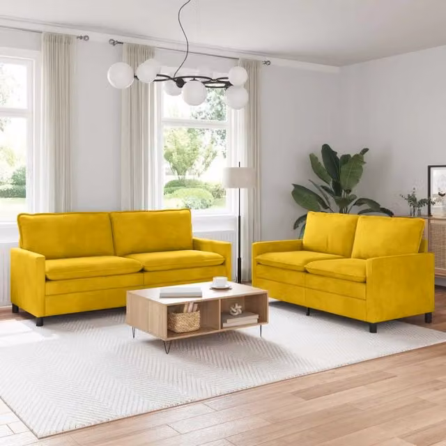 Set di divani 2 pz Giallo Velluto 3417151