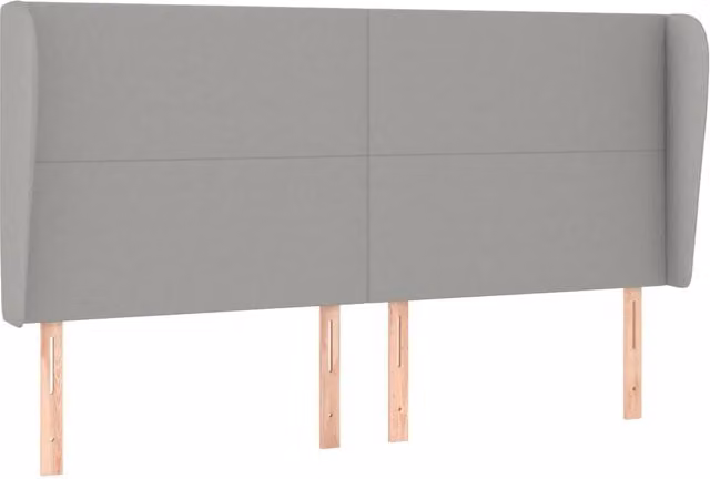 Testata ad orecchio in tessuto grigio chiaro per camera da letto L: 163 cm, P: 23 cm, H: 118/128 cm