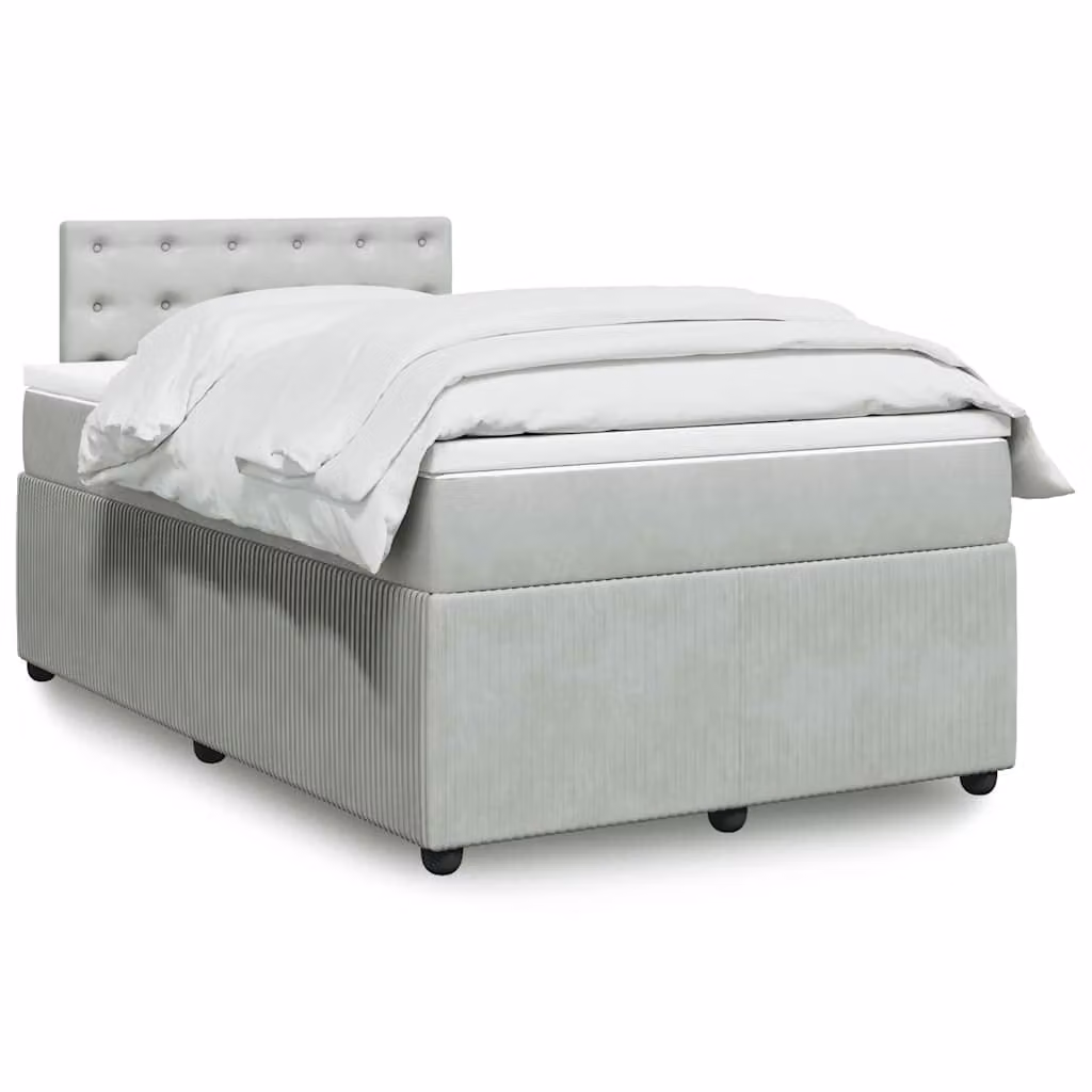 vidaXL Giroletto a Molle con Materasso Ibrido in Velluto Grigio Chiaro L: 120 cm, P: 200 cm