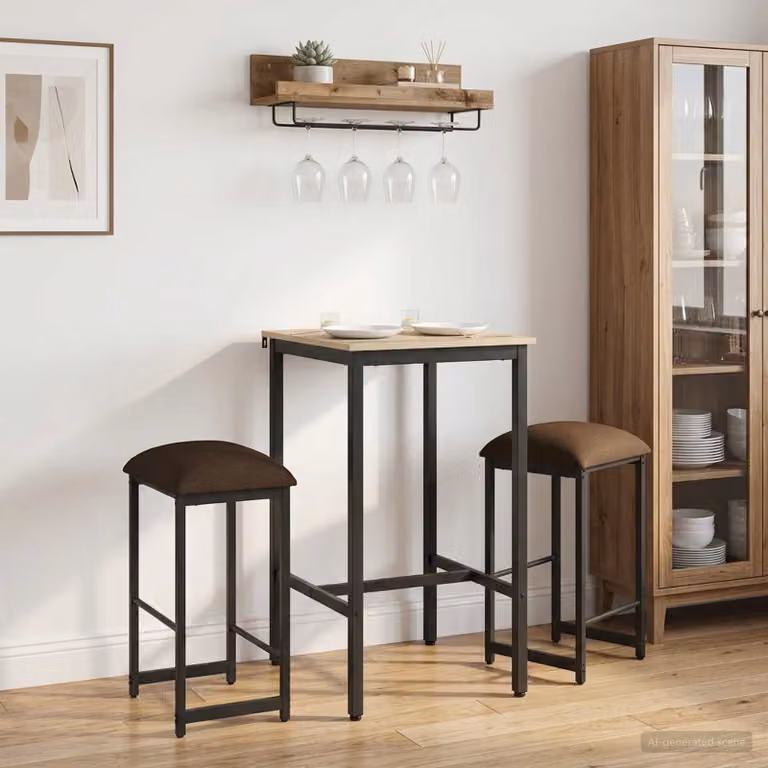 Set di 2 sgabelli da bar moderni vidaXL in tessuto beige e marrone, L/P/H: 40 x 32 x 74 cm