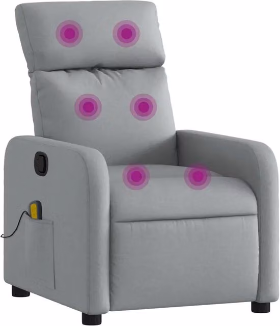 Poltrona reclinabile Massaggiante | Sedia Relax in tessuto grigio chiaro