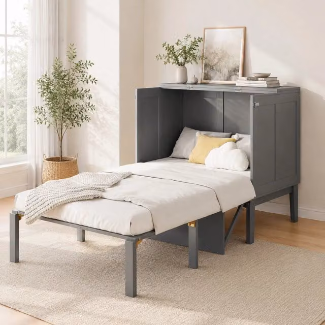 Letto pieghevole verticale 90x200 cm grigio