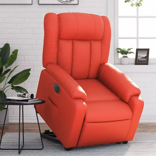 Poltrona Alzapersona Reclinabile Elettrica vidaXL in Similpelle Rossa con Braccioli – 1