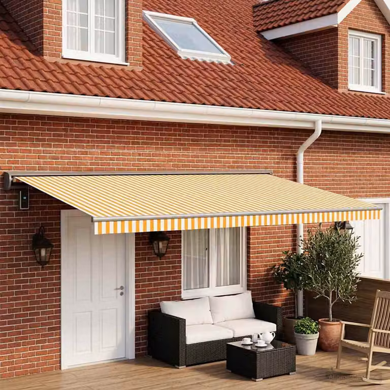 Telo di ricambio per tenda da sole vidaXL in poliestere, Giallo e Bianco, L: 500 cm x P: 300 cm