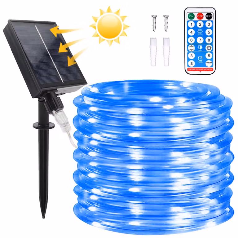 Catena luminosa solare da 22 metri, con 200 LED, 8 modalità, impermeabile, con telecomando