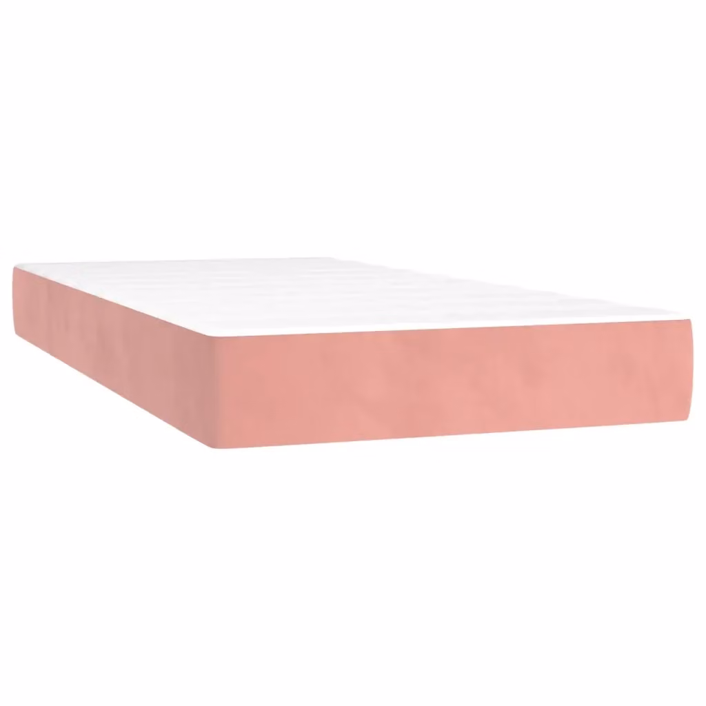 Materasso Ibrido vidaXL in Velluto Rosa e Bianco, Rigidità Media H3, L: 90 cm, P: 200 cm, H: 20 cm