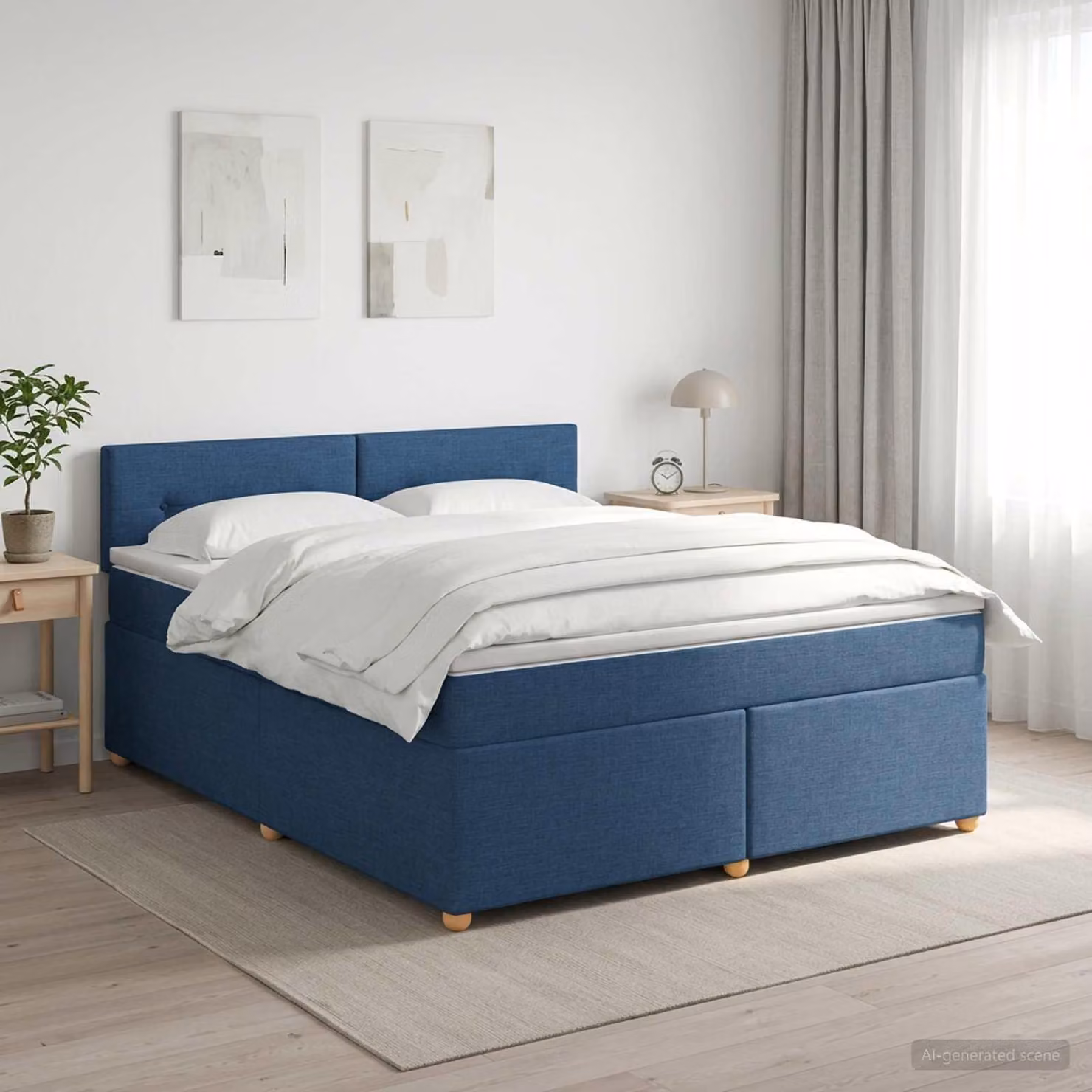 Maison Exclusive - Letto boxspring con materasso e testiera blu 140 x 200 cm Tessuto