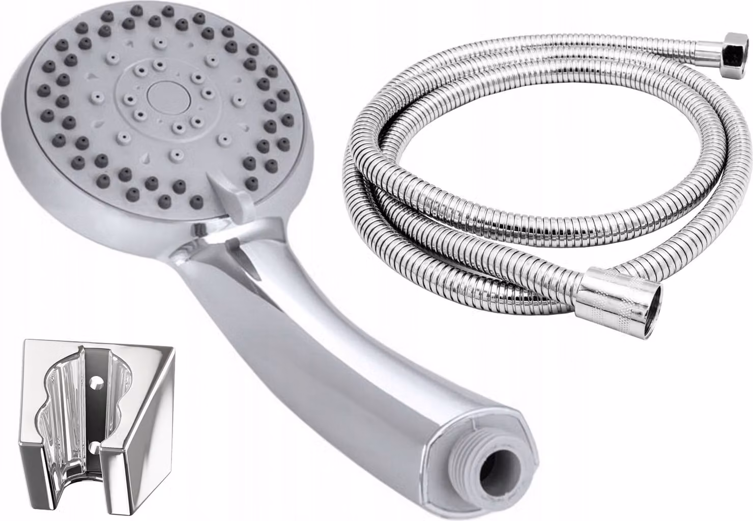 Granitan - Set doccia - Sistema doccia - 5 tipi di getto - Anticalcare - Cromo - con doccetta e flessibile doccia