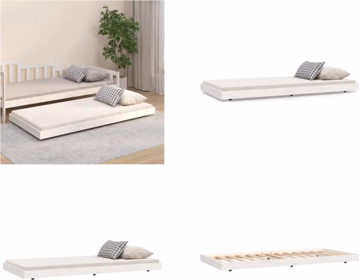 vidaXL Letto in legno massiccio bianco 75x190 cm pino - struttura letto - letto - letto camera da letto