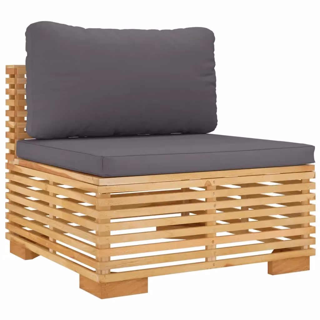 Divano da giardino centrale vidaXL in legno di teak con cuscini grigi – 2