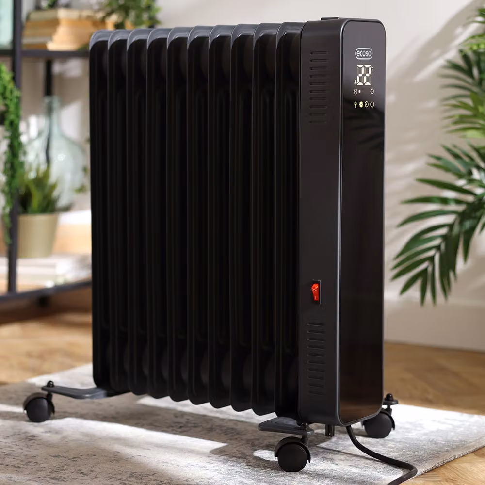 Radiatore Elettrico ad Olio Portatile Intelligente - Antracite - 2500W - Kylo - ECOSO by Hudson Reed
