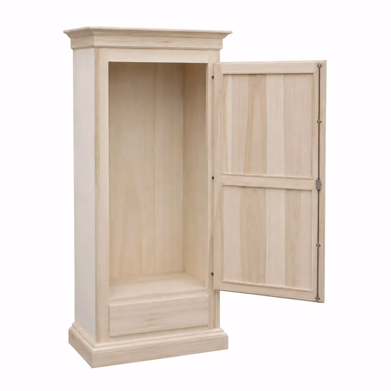 Armadio in legno grezzo Mobili 2G con 1 porta e 1 cassetto L: 96 cm, P: 56 cm, H: 197 cm – 1