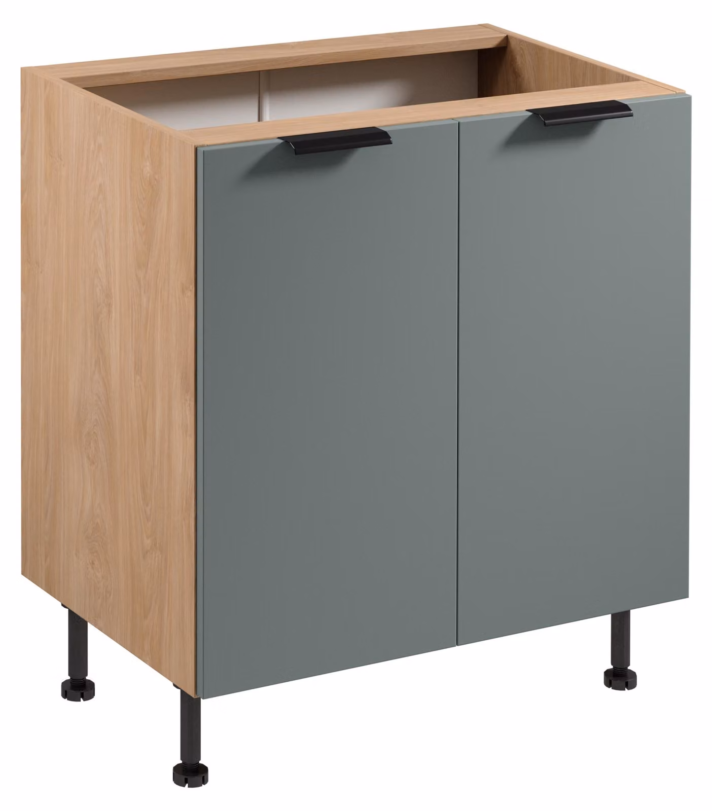 Mobile basso a due ante SALERNO - larghezza 80 cm, rovere / verde