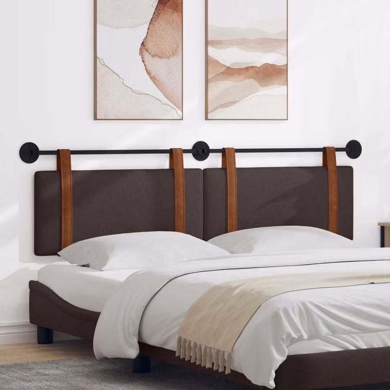 Testiera sospesa vidaXL in similpelle marrone con pannello imbottito per camera da letto, L: 170 cm, H: 55 cm, P: 5 cm