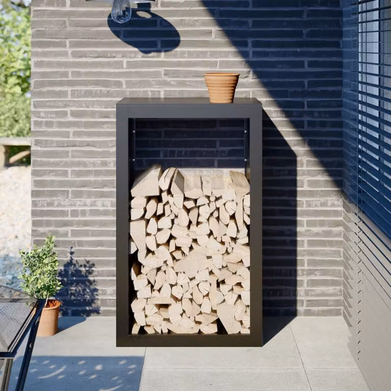 Rastrelliera per legna da ardere vidaXL in acciaio nero L 60 cm x P 40 cm x H 100 cm