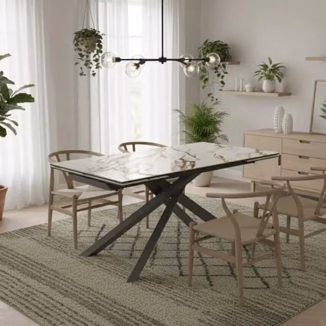 Tavolo da pranzo allungabile Axis Duzzle in ceramica e vetro effetto marmo, L/P/H: 160-240 x 90 x 76 cm, colori bianco e antracite