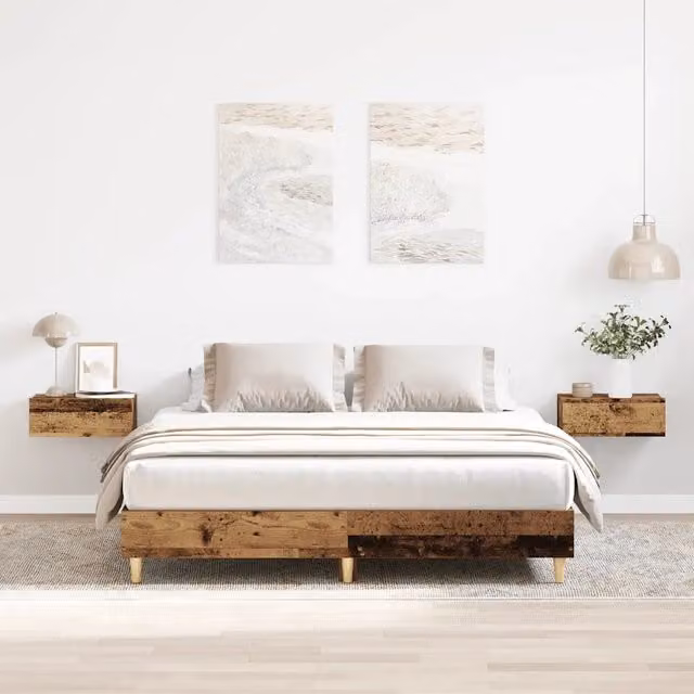 Giroletto vidaXL in legno marrone con doghe piatte fisse L/P/H: 200 x 140 x 25 cm