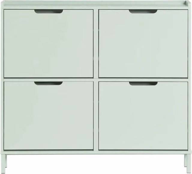 Scarpiera Slim da Ingresso SOBUY Verde con 4 Ante e Scomparti Basculanti L/P/H: 100 x 19 x 91 cm