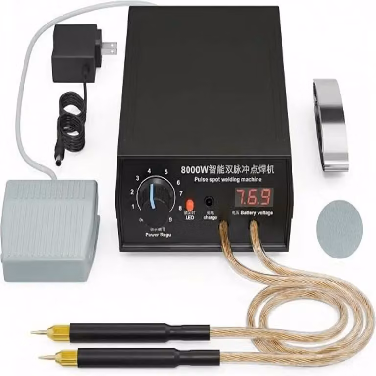 Saldatrice a punti da 8000W - Saldatrice portatile a batteria - Potenza elevata di 1200A - Livelli di saldatura regolabili - Adatta per batterie 18650 - Portatile - Colore: 8000W