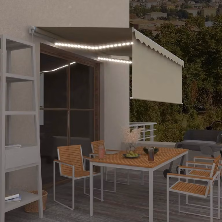 vidaXL Tenda da Sole Retrattile Manuale con LED 3x2,5 m Crema