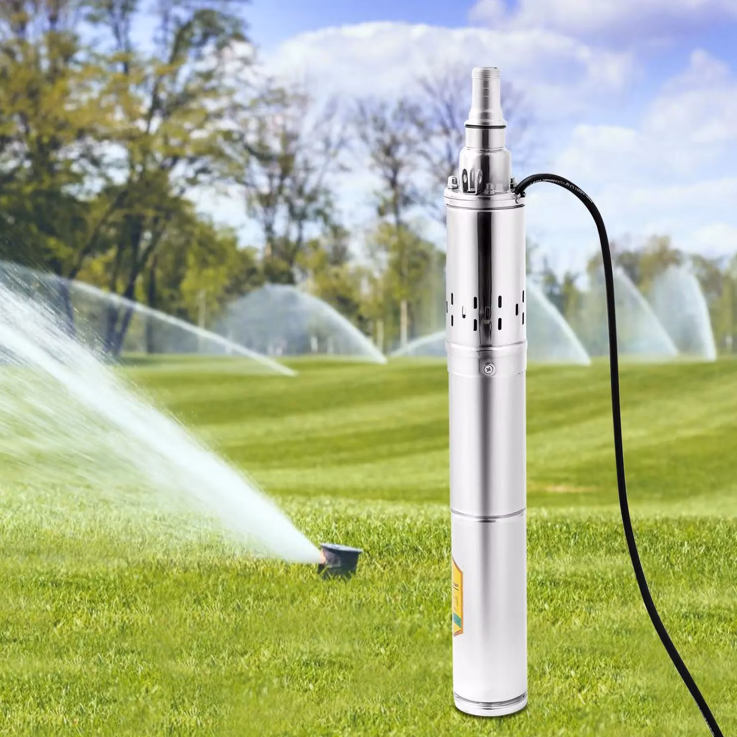Pompa per pozzi profondi - Pompa sommergibile a 24V DC, 370W - Protezione contro il surriscaldamento - Costruzione robusta - Adatta per uso domestico e irrigazione