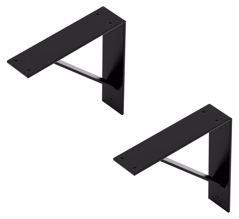 Omgoods - Supporti per mensole neri robusti, 205 mm, set da 2