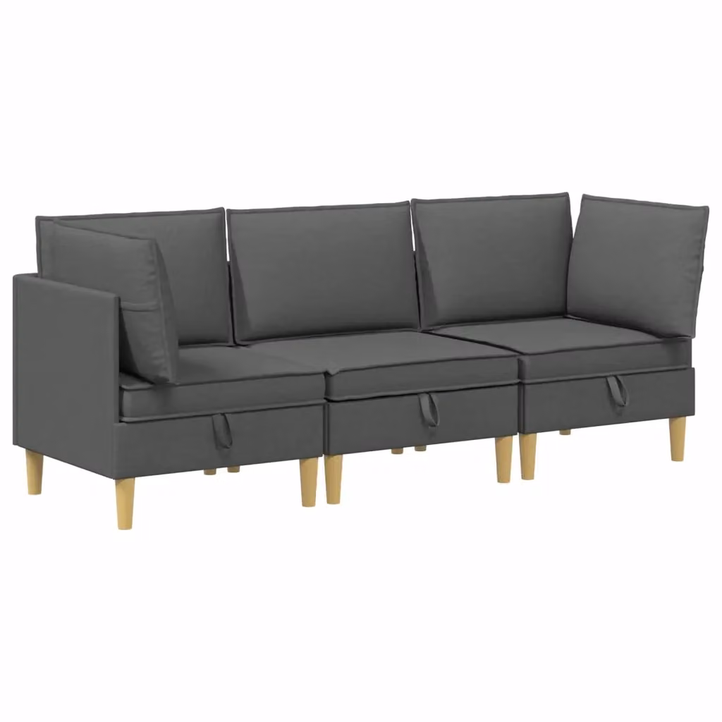 Set di divani modulari a L vidaXL in tessuto grigio con spazio di archiviazione, 3 pezzi – 2
